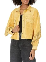 Luxury Faux Womens Suede Fringe Jacket