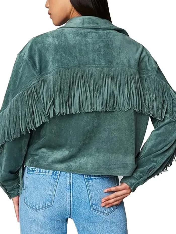 Womens Luxury Clothing Suede Fringe Jacket - Image 6