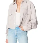 Womens Luxury Clothing Suede Fringe Jacket
