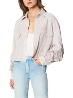 Womens Luxury Clothing Suede Fringe Jacket