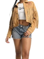 Western Suedette fringe embroidered jacket - Image 3