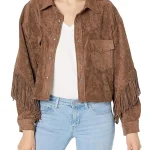 Womens Final Style Suede Fringe Jacket