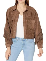 Womens Final Style Suede Fringe Jacket