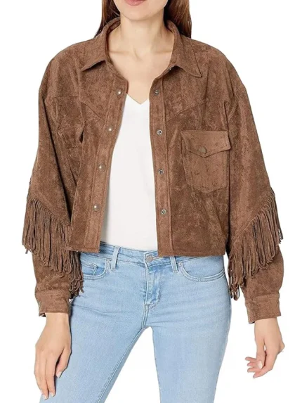 Womens Final Style Suede Fringe Jacket