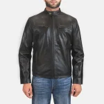 Classic Cowhide Band Collar Jacket