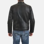 Classic Cowhide Band Collar Jacket back