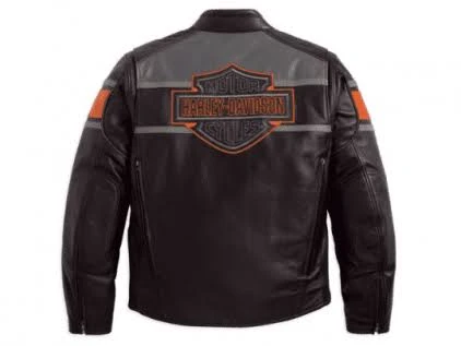 Harley Davidson Mens Black Biker Motorcycle Genuine Leather Jacket back