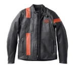 Harley-Davidson Mens Hwy-100 Waterproof Leather Jacket Black front 22