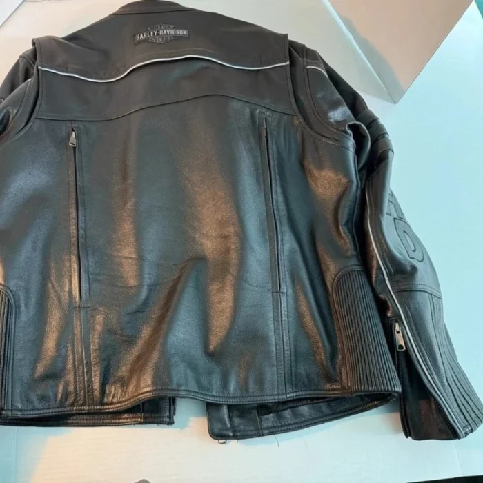 Harley Davidson Mens Milestone Reflective Black Leather Jacket back2