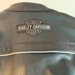 Harley Davidson Mens Milestone Reflective Black Leather Jacket back logo