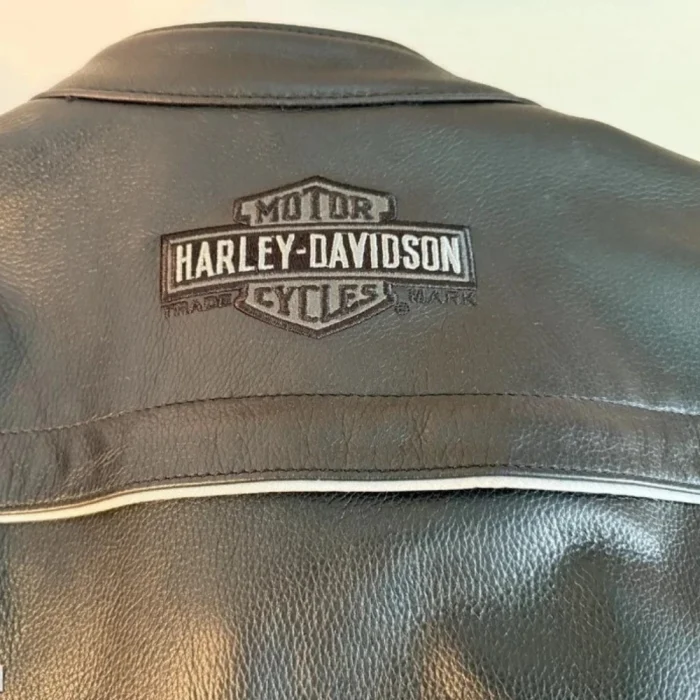 Harley Davidson Mens Milestone Reflective Black Leather Jacket back logo
