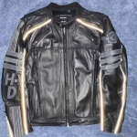 Harley Davidson Mens Milestone Reflective Black Leather Jacket reflection