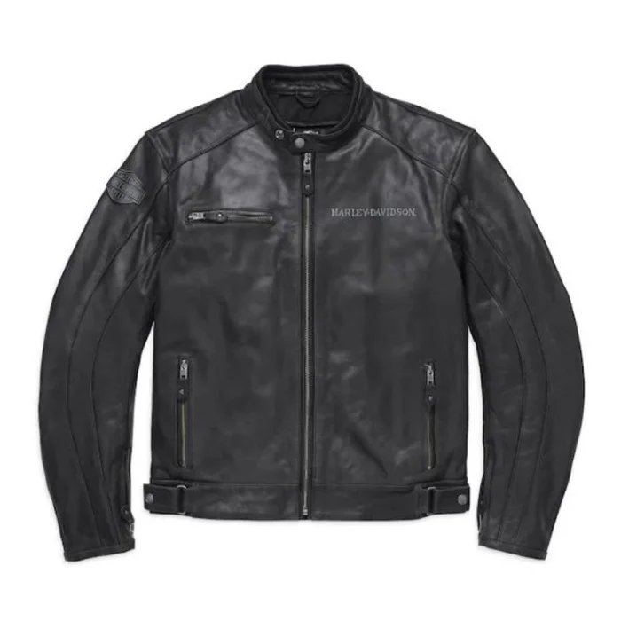 Harley Davidson Mens Reflective Skull Leather Jacket