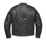 Harley Davidson Mens Reflective Skull Leather Jacket back