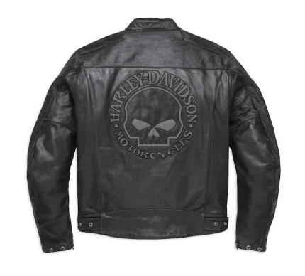 Harley Davidson Mens Reflective Skull Leather Jacket back