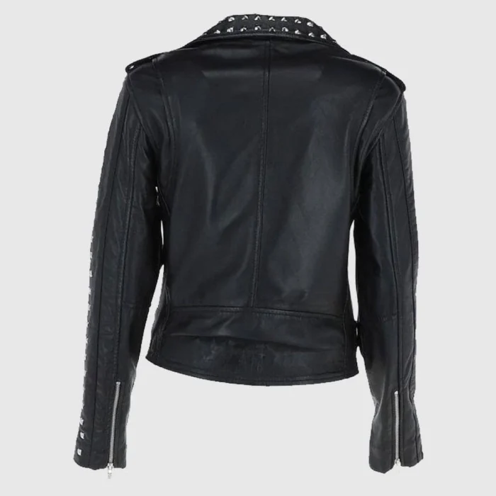 Rock Rebel Leather Studded Biker Jacket Black back