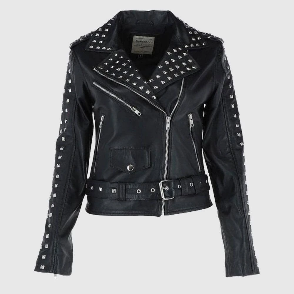Rock Rebel Leather Studded Biker Jacket Black Rock Rebel Leather Studded Biker Jacket Black
