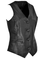 Black Casual Style Womens Waistcoat - Image 2