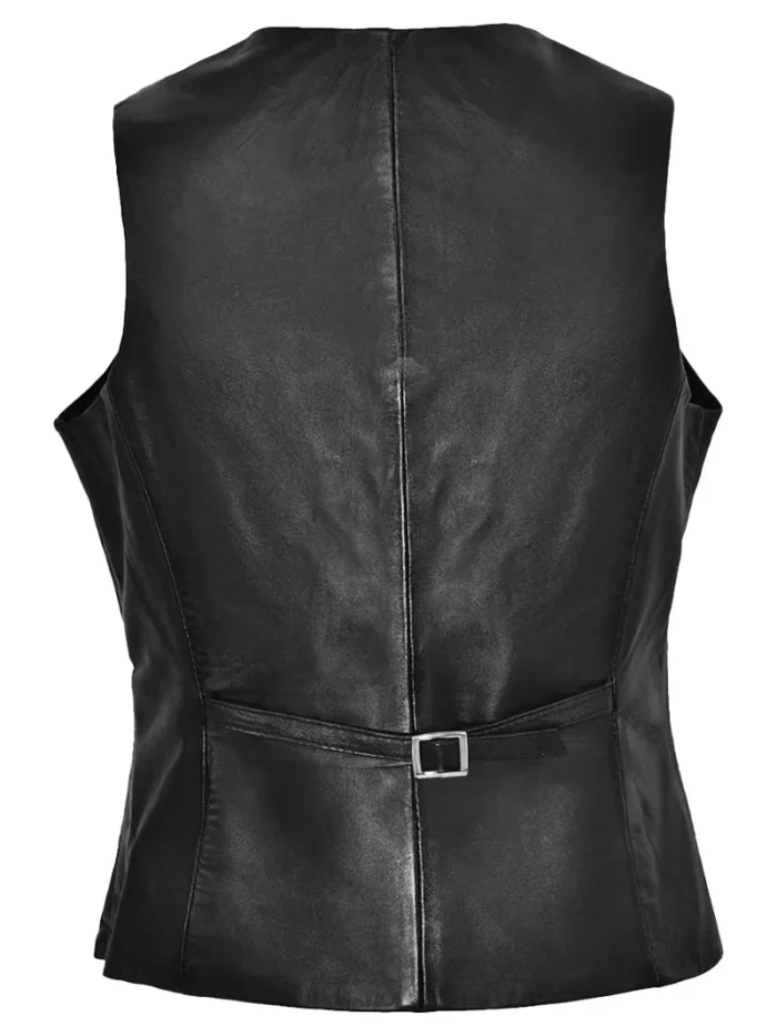 Black Casual Style Women’s Waistcoat back side