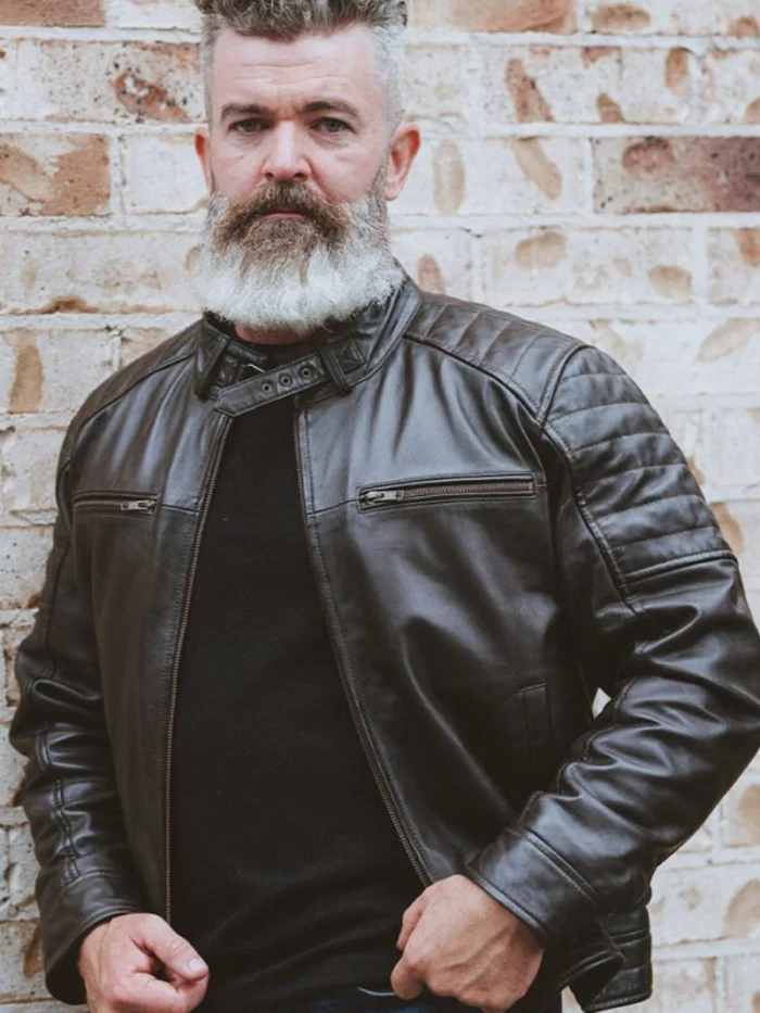 Mens Black Cafe Racer Leather Jacket – Classic Biker Style - Image 5