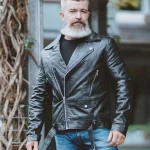 Men’s Black Classic Biker Leather Motorcycle Jacket