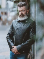 Mens Black Classic Biker Leather Motorcycle Jacket