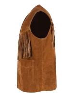 Vintage Tan Suede Fringe Leather Vest - Image 3