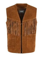 WESTERN-FRINGE-Tan-Suede-Waistcoat-Classic-Vintage-Real-Leather-Vest-1879-3