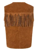 Vintage Tan Suede Fringe Leather Vest - Image 4