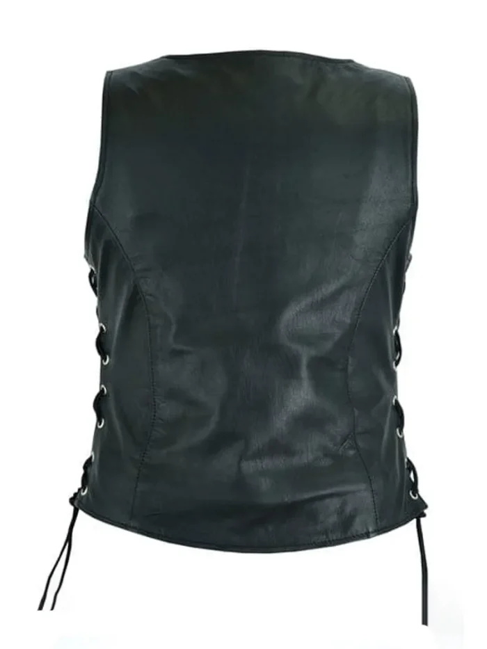 Women-Motorcycle-Vest-With-Adjustable-Lacing- back side