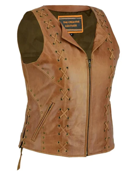 Women’s Brown Zippered Vest