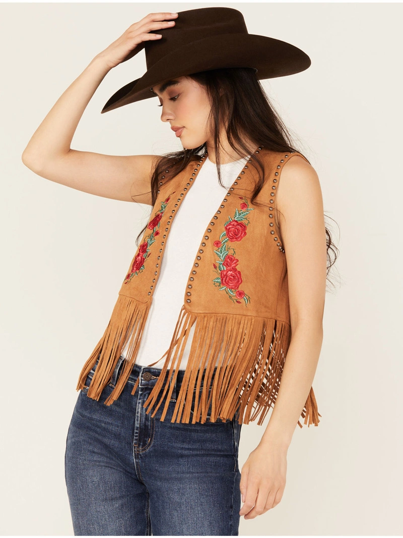 Womens-Embroidered-Rose-Suede-Fringe-Vest-3 Womens-Embroidered-Rose-Suede-Fringe-Vest-3